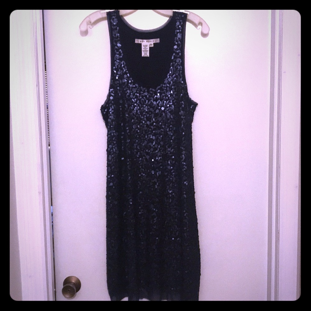 Navy matte sequined dress